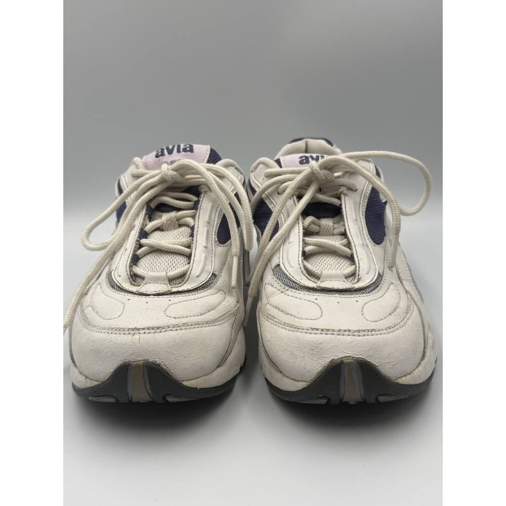 Avia 357 Womens‎ Walking Sneakers White Blue Size 8 Lace Up Athletic Shoes